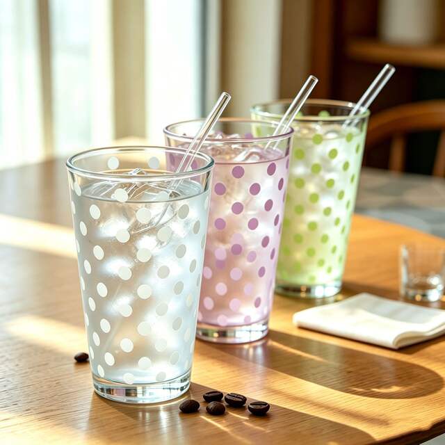 Free Shipping Polka Dot Water Cup with Straw Lid Ins Style Cartoon Kitten Glass Cup Coffee Cold Drink Cup Gift Cup detail 2