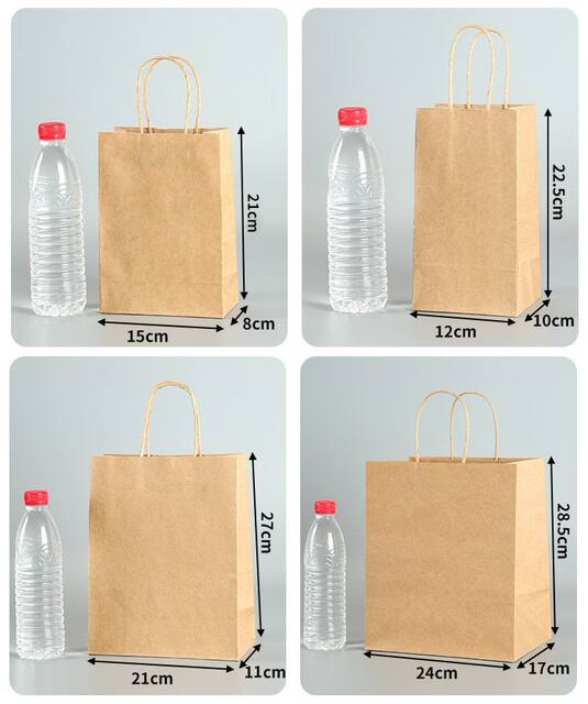 Brown Packing Paper Bags Are Universal Packaging Bags That Can Be Printed with Logos for Holiday Shopping, Gift Bags, Catering and Takeaway detail 7