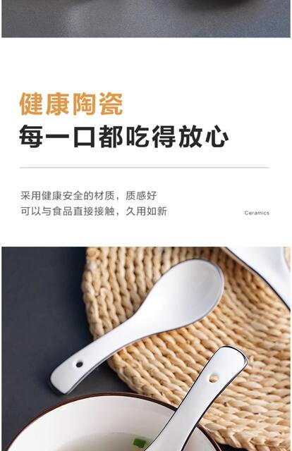 Ceramic Spoon for Home Use, Long-Handled Soup Spoon, Special Tableware for Serving Porridge, Kitchen Large Soup Spoon detail 5