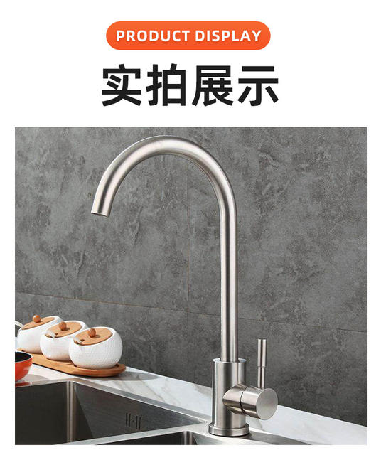 Kitchen Faucet with Hot and Cold Water, Sink for Washing Vegetables and Dishes, Stainless Steel, Universal Rotating, Pressure-Boosting, Splash-Proof detail 11