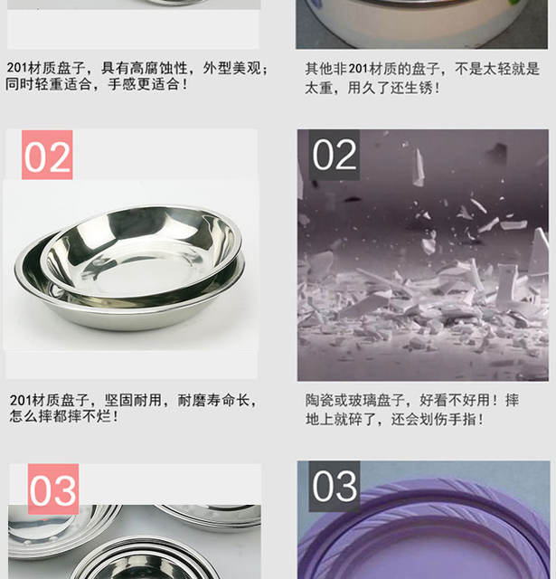 Wholesale Stainless Steel Plate 304 Food Grade Plate Round Deep Plate Home Kitchen School Canteen Fish Plate Dish detail 12