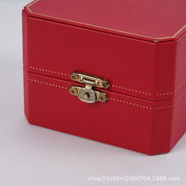 Octagonal Red Pu Gold-Stamped Watch Box, Bracelet Box, Jewelry Box, Leather Box, Bracelet Box detail 3