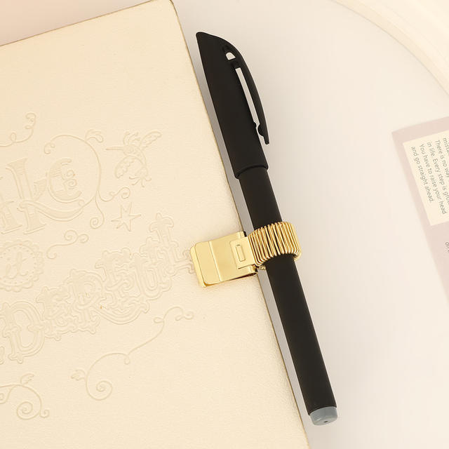 Cross-Border Journal Fixed Spring Pen Clip Stationery Portable Notebook Book Clip Electroplated Manganese Steel Pen Clip Accessories detail 6