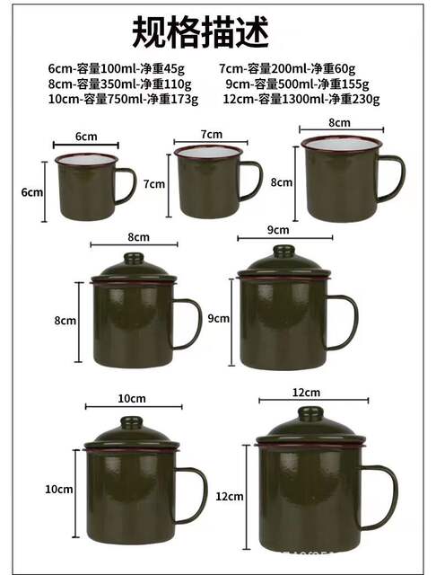 Thickened Army Green Classic Old-fashioned Nostalgic Enamel Tea Jar Water Cup for Comrades and Veteran Cadres Gifts Military Cup Tea Jar detail 5
