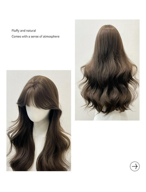 Xinxin Wig Female Daily Cross-Border Wholesale Internet Celebrity Long Curly Hair Natural and Realistic Facial Contouring Full Headgear detail 5