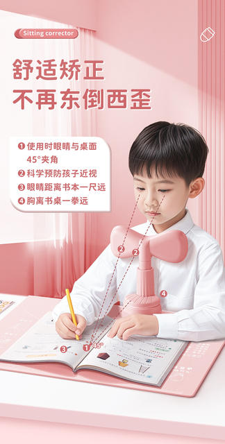 Kaba Bear Children's Sitting Posture Corrector Corrects Primary School Students' Homework Learning Protection Rack Desk Reading Rack Writing detail 8