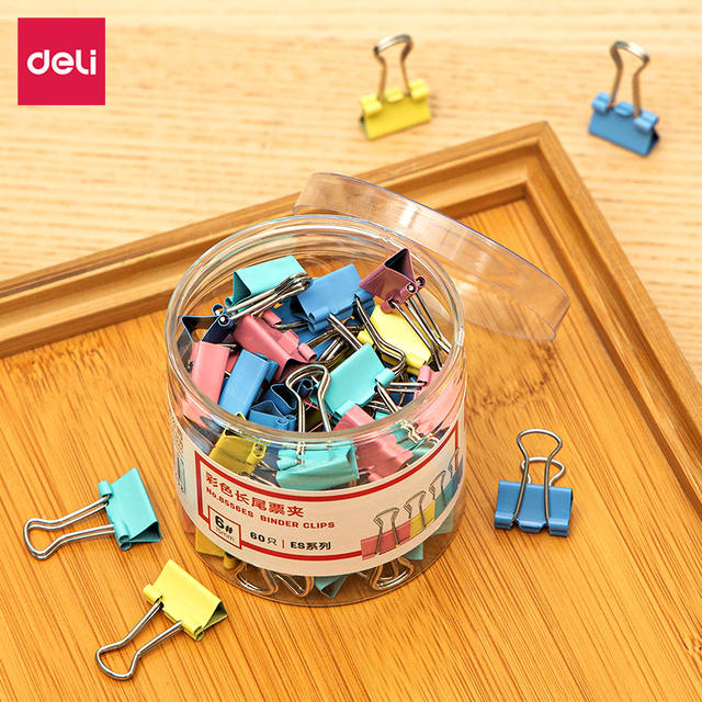 [Tax Included] Deli Colored Long-Tail Paper Clips 8551Es/2Es/3Es/4Es/5Es/6Es Colored Paper Clips