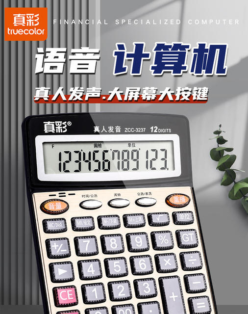 True Color Financial Calculator Accounting Special Battery Calculator Large Office with Voice Computing Machine Office detail 1