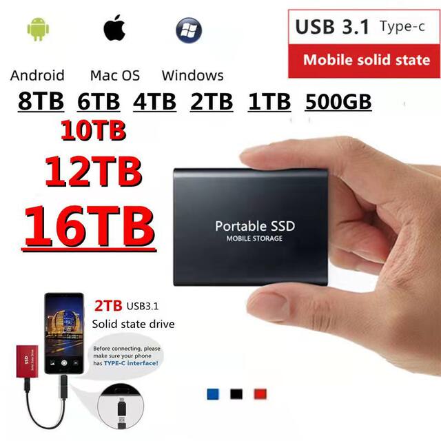 Cross-Border Export Ssd High-Speed Solid-State Mobile Hard Drive 16Tb 8Tb 4Tb 2Tb 1t Shipped on the Same Day detail 3