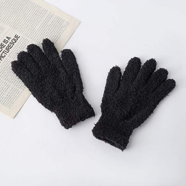 Candy-Colored Winter Warm Gloves, Coral Fleece, Suitable for Work, Cycling, Office Use, Cold-Proof, Windproof, Solid Color, Versatile, Five-Finger, Cute detail 7