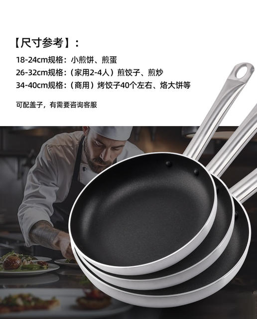 Cross-Border Non-Stick Frying Pan, Commercial Flat-Bottom Frying Pan, Multi-Size Frying and Cooking Pan, Suitable for Home Use, Compatible with Induction Cookers and Gas Stoves detail 4