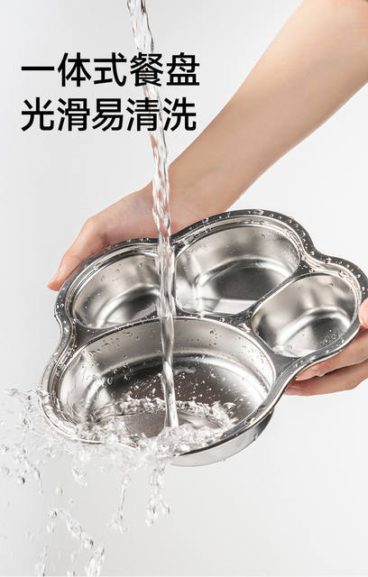 Rushan 316L Stainless Steel Dinner Plate Food-Grade Divided Plate for Boys and Girls, Children's Household Dining Plate, Baby Tableware detail 6