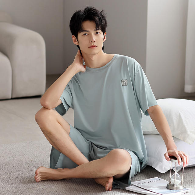 Modal Pajamas for Men, Summer 2026 New Style, Men's Ice Silk Summer Short-Sleeved Shorts, Thin Home Wear Set