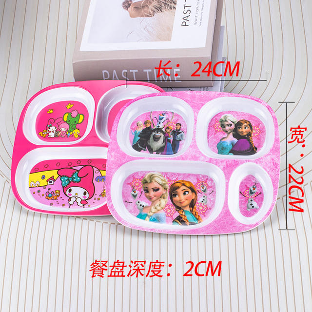 Children's Dinner Plate Separated Fruit Plate melamine Drop-resistant Tableware Set Cartoon Cute Kindergarten Baby Dining Plate detail 6