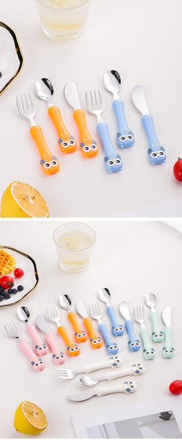 304 food grade children's portable tableware suit baby food supplement infant training spoon fork gift wholesale detail 9