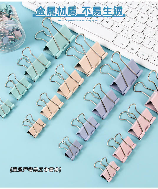 Morandi Color Long-Tail Metal Clips for Documents, Office Clips, Test Paper Clips, Iron Clips, Binder Clips, Wholesale detail 6