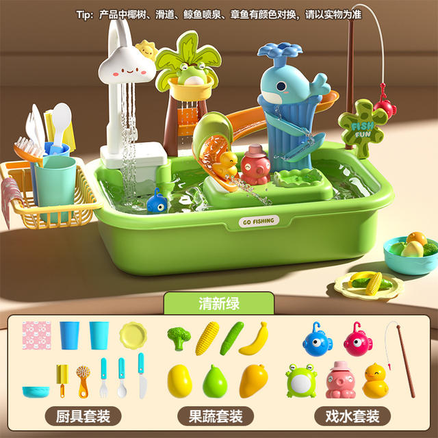 Summer Water Pool Children's Water Park Toy Multifunctional Water Play Table Electric Circulating Water Dishwasher for Kids
