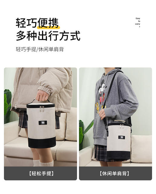 Oxford cloth lunch bag student lunch box handbag round thickened aluminum foil outdoor insulation office worker cylinder lunch bag detail 6