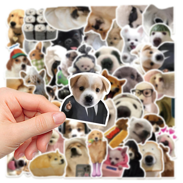 50 Realistic Dog Expression Bag Stickers Laptop Guitar Water Cup Hand Account Book Diary Decoration Waterproof Stickers detail 5
