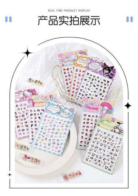 Baby Girl Cartoon Nail Stickers 5D Luminous Nail Stickers for Girls Princess Fluorescent Self-Adhesive Nail Stickers for Little Girls detail 9