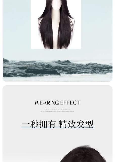 Full Lace Front Wig with Natural Seamless Middle Part Bangs, Black Long Straight Wig for Women with Long Hair detail 4