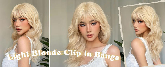 3D wig piece bangs hand-woven neat bangs female horoscope 10inc real person hair elegant bangs t-shaped golden wig piece detail 12
