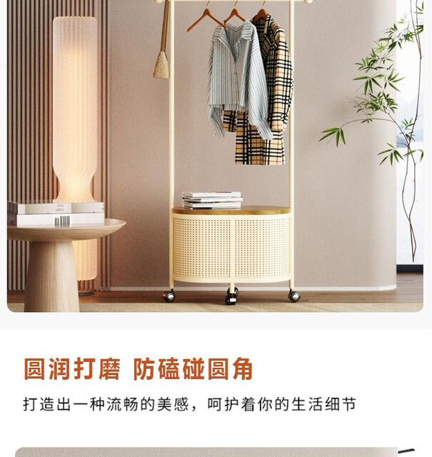 Floor-Standing Clothes Rack for Bedroom, Small Storage Rack with Dirty Laundry Basket, Movable Coat Rack detail 4