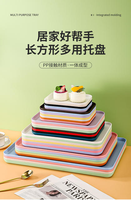 Wheat Straw Tray for Cups, Home Hotel Restaurant Rectangular Plate, Fruit Plate, Tea Tray, Plastic Plate, Dinner Plate detail 1