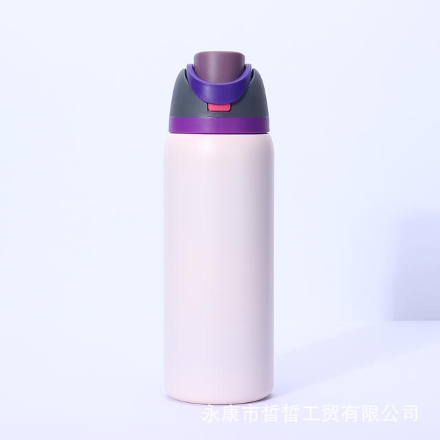 Cross-Border 304 Stainless Steel Thermos Cup, High Temperature Resistant, Anti-Fall Sports Water Bottle, Custom Large Capacity Portable Straw Water Cup detail 12