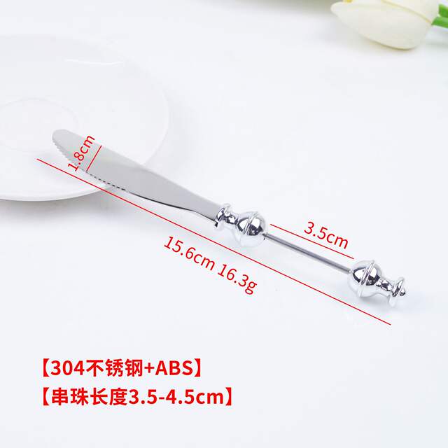 Cross-Border Hot-Selling DIY Beaded Tableware Food-Grade 304 Stainless Steel Spoon Household Fruit Snack Fork Dessert Spoon detail 10