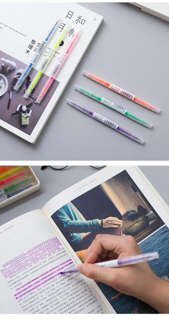 Double-head highlighter student hand account pen marker pen color marker pen 6 color painting pen stationery wholesale detail 12