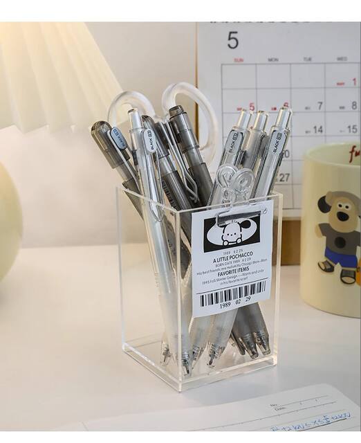 Transparent Acrylic Three-grid Pen Holder Desktop Storage Box Multi-functional Office Light Luxury Advanced Desk Finishing detail 8