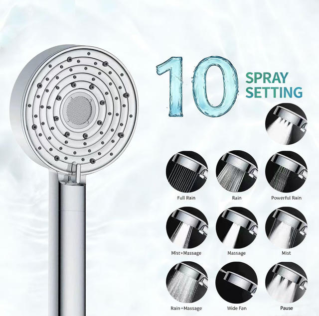 Cross-Border Hot-Selling 10-Function Pressurized Filtered Showerhead with Spray Gun Set, Concealed Installation American-Style Shower Set detail 3