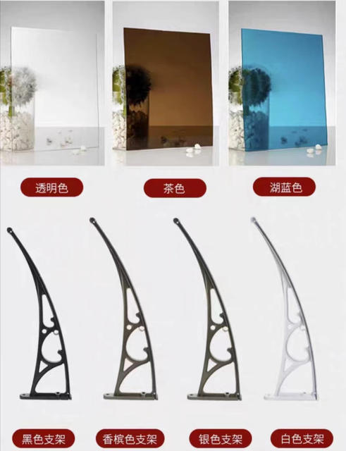 Factory wholesale foreign trade cross-border aluminum alloy canopy sunshade eaves household outdoor rainproof balcony window rain detail 9