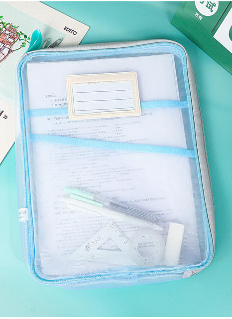Subject Bag Subject Classification Storage Bag Transparent Document Bag Student Junior High School Student L-Shaped Multi-Layer Test Paper Bag Wholesale detail 9