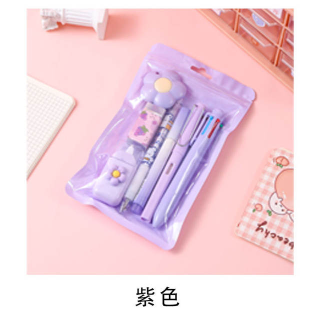 Fruit Series Stationery Set Primary School Student Reward Back-To-School Gift Creative Stationery Gel Pen Eraser 7-Piece Set detail 7