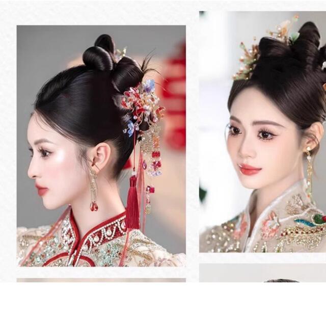 New Chinese Style Makeup Artist Special Simulation Ancient Dress Bride's Hair Pieces Naturally Split Versatile Style Hair Row Wig detail 10