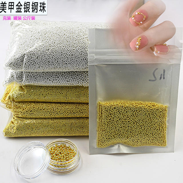 0.4mm Ultra-Fine Full-Round Steel Beads, Kilogram Pack, Non-Fading Metal Mini DIY Caviar Small Round Mixed Batch Nail Art Decorations detail 7