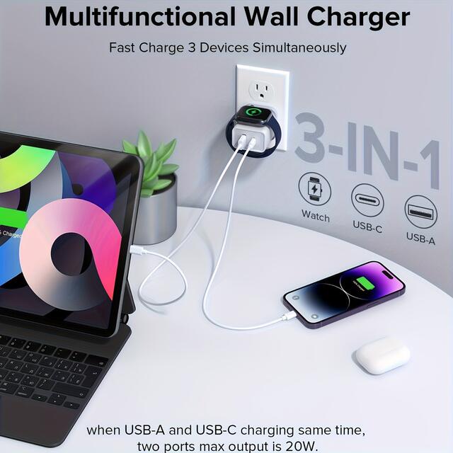 Suitable for Apple Watch Wireless Charger iWatch Magnetic Charging a Port C Port iPhone Mobile Phone Dp Fast Charging Head detail 3
