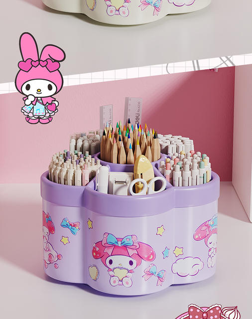 Melody Rotating Pen Holder Multi-Functional Ultra-Large Capacity Desktop Stationery Storage Box High-Value Student Stationery Storage detail 11