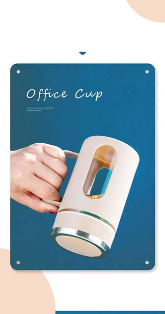 Glass Water Cup with Handle Double Layer Plastic Glass Cup Large Capacity Welfare Small Gift Office Business Plastic Shell Water Cup detail 3