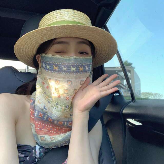Summer Women's Full-Face Ice Silk Sun Protection Mask, Neck Gaiter, Uv Protection, Sunshade Veil for Cycling detail 5