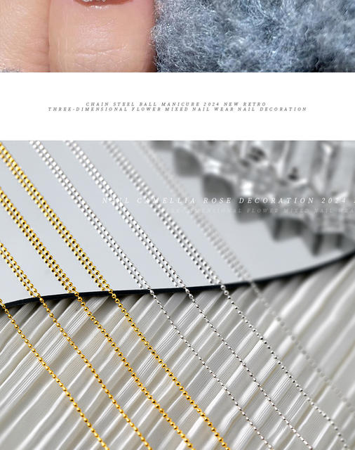 Japanese Nail Art Chain Gold and Silver Small Steel Ball Thin Chain Internet Popular Metal Jewelry Nail Accessories Nail Art Jewelry detail 4