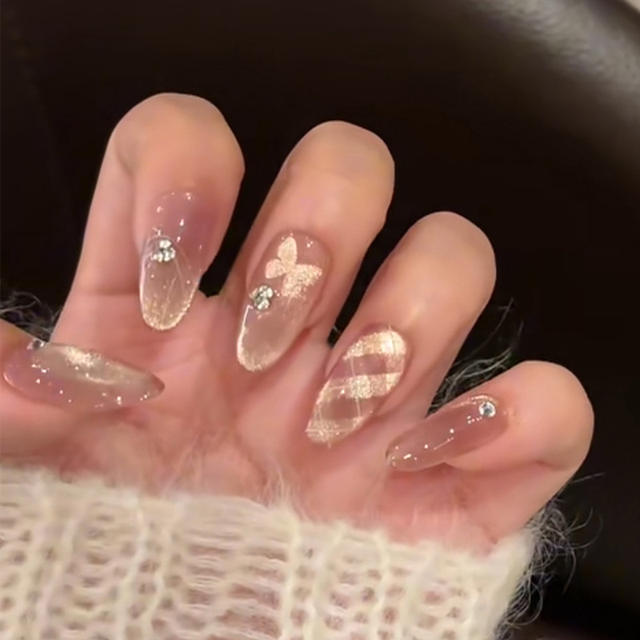 10 Pieces of Coded Rich Daughter Fairy Elegant Sparkling Atmosphere Internet Celebrity Style Removable Wearable Nail Patch detail 5