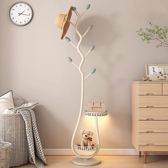 Floor-Standing Clothes Rack for Home Use in Living Room and Bedroom, Light Luxury Entryway Coat Rack, Simple Cream-Style Bag Rack detail 1