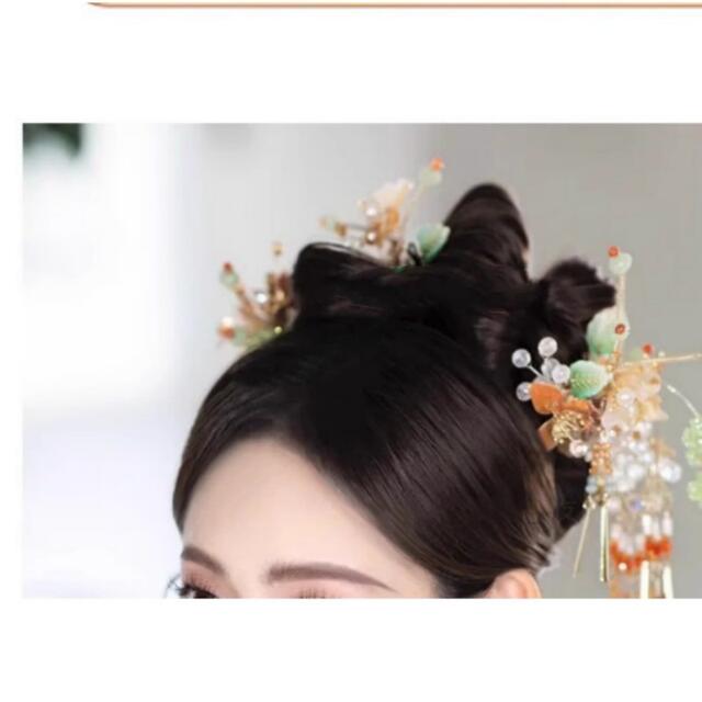 New Chinese Style Makeup Artist Special Simulation Ancient Dress Bride's Hair Pieces Naturally Split Versatile Style Hair Row Wig detail 3