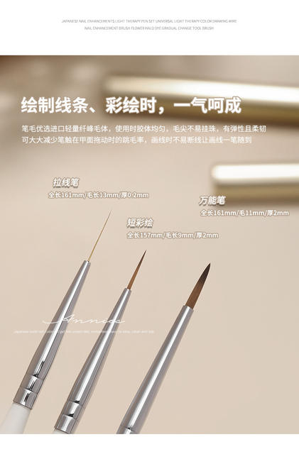 Ennishi Japanese Artist Nail Art Brush suit Pull Line Color Painting Light Therapy Sniffy Gradient Brush for Nail Art Shop detail 8