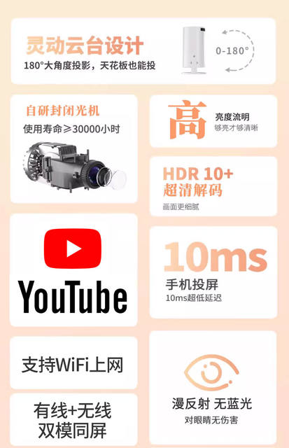 Cross-Border Hy300Pro Same-Screen Version Portable Mini Home High-Definition Projector Barrel Projector Factory Youtube detail 4