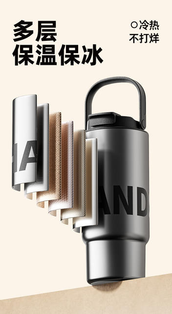 New Style Simple Large-Capacity Ice Cup with Handle, 316 Stainless Steel Thermos Cup, Outdoor Sports Portable Dual-Use Drinking Cup detail 10