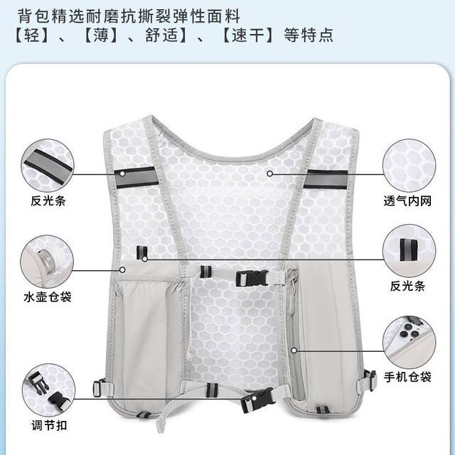 Night Running Backpack with Reflective Strips, Cycling and Running Casual Small Backpack, Breathable Waterproof Running Vest, Water Bottle and Mobile Phone Backpack detail 10
